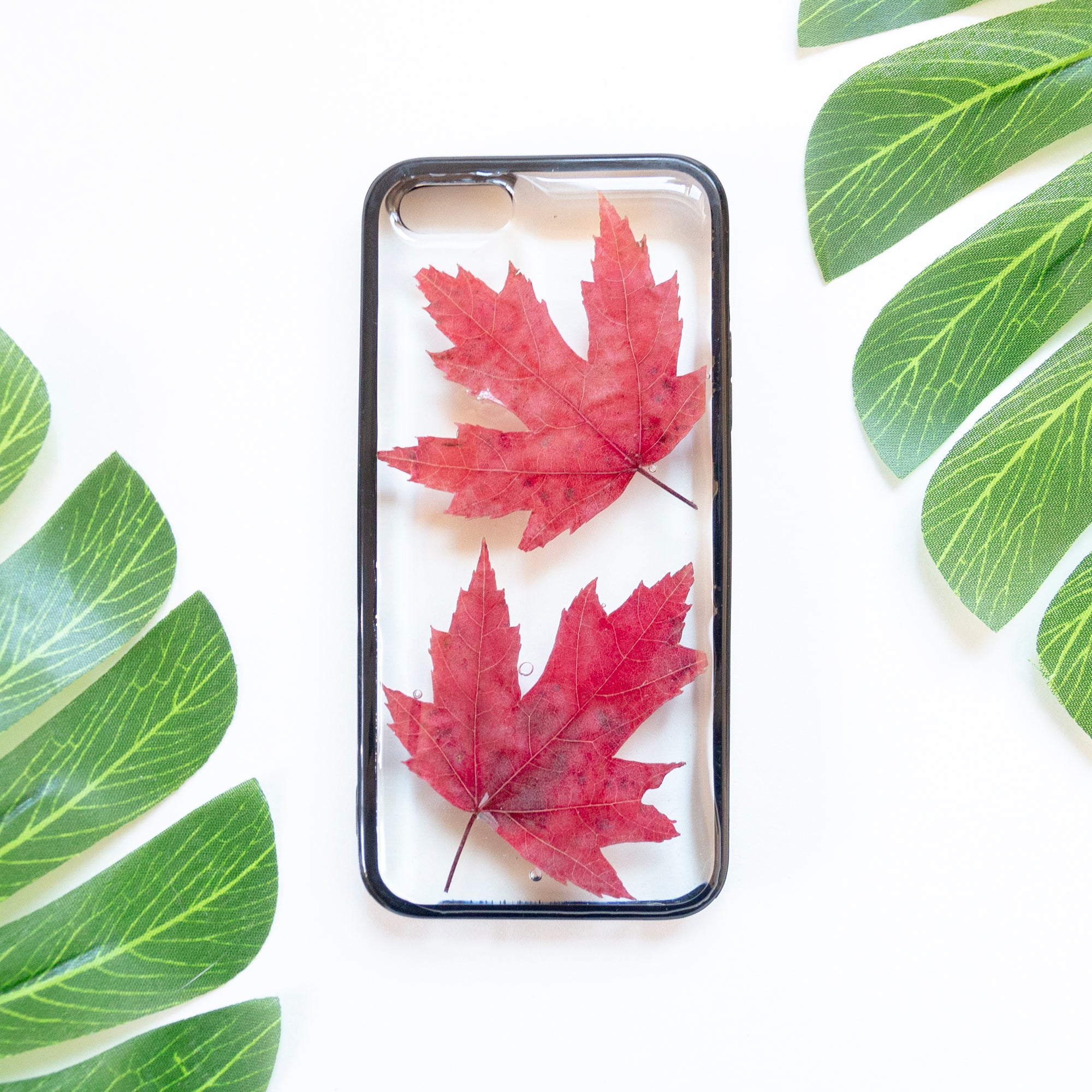 Floral Neverland Floralfy Fall Leaves Real Pressed Red Canadian Maple Leaf Flower Floral Foliage Botanical iPhone 5 5S SE Bumper Case 01