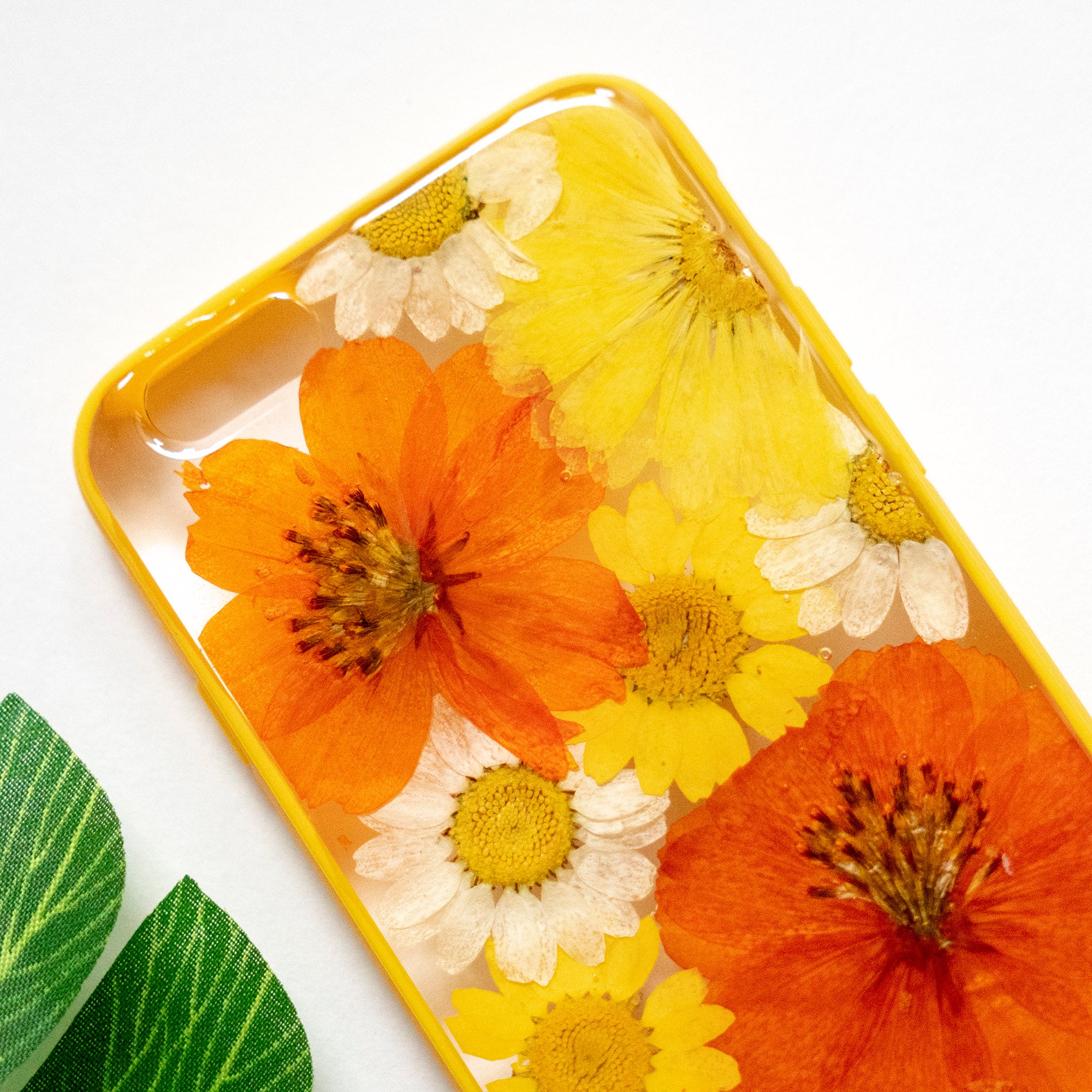 Pressed Orange Yellow Daisy Sunflower Flower Floral iPhone 6 6S Protective Bumper Case Floral Neverland Floralfy 02