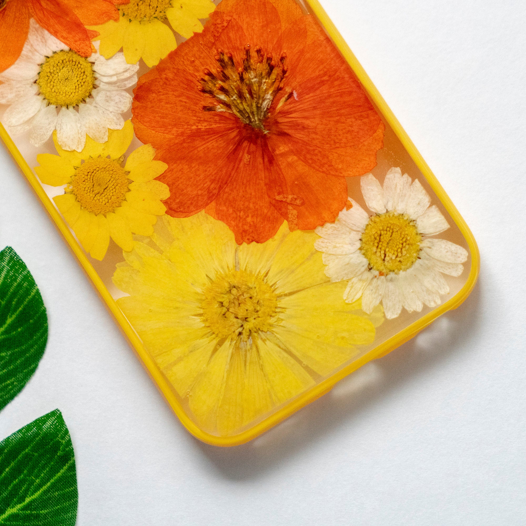 Pressed Orange Yellow Daisy Sunflower Flower Floral iPhone 6 6S Protective Bumper Case Floral Neverland Floralfy 03