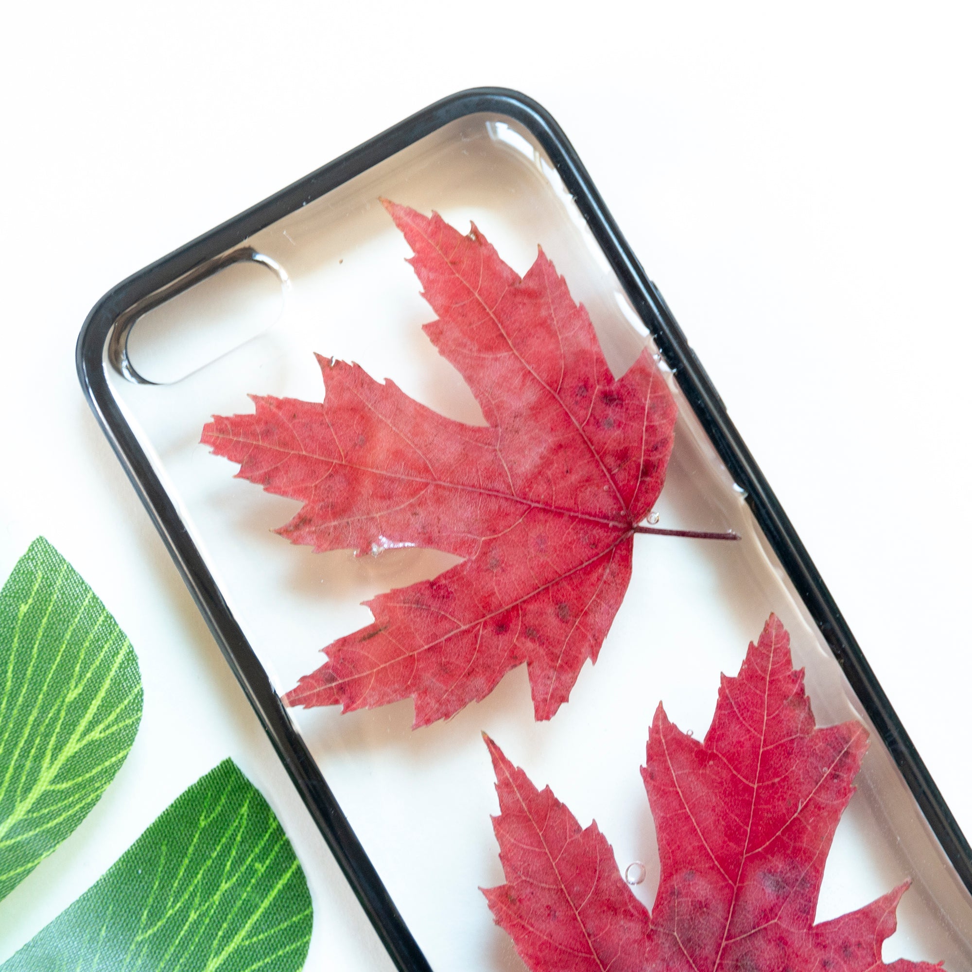 Floral Neverland Floralfy Fall Leaves Real Pressed Red Canadian Maple Leaf Flower Floral Foliage Botanical iPhone 5 5S SE Bumper Case 02