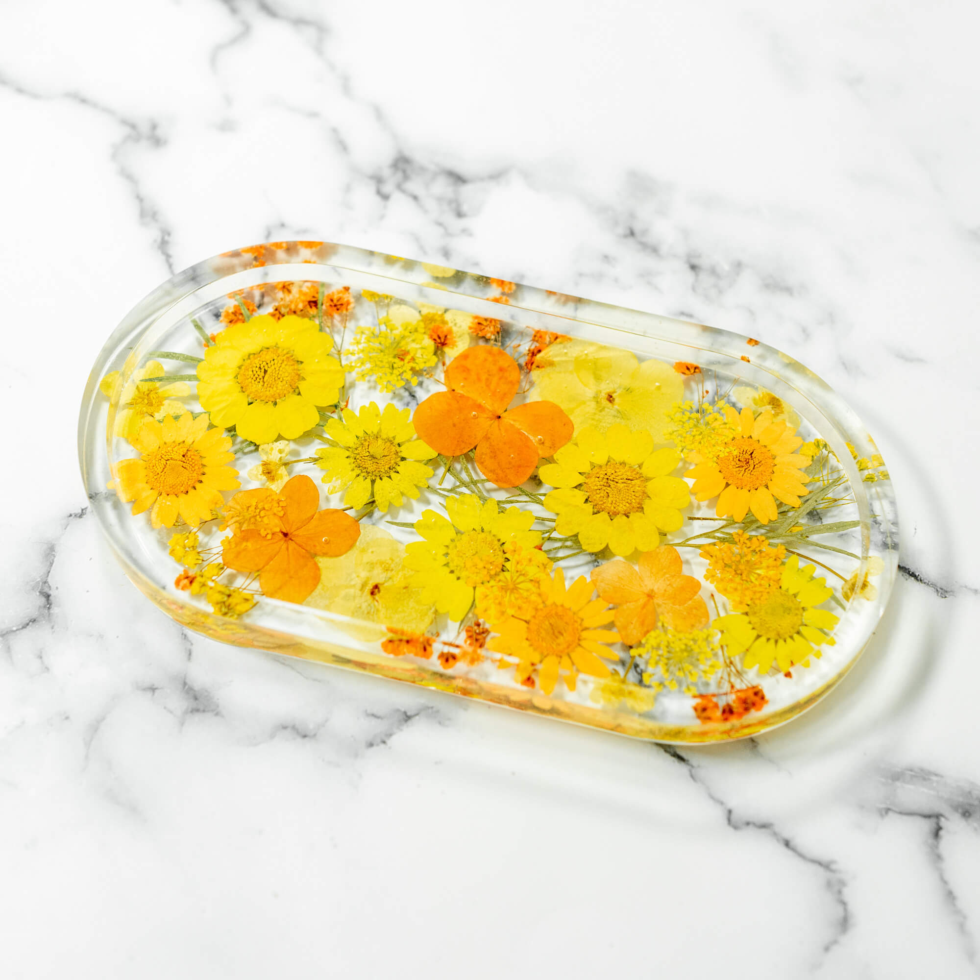Pressed Flower Resin Jewelry Tray Trinket Dish