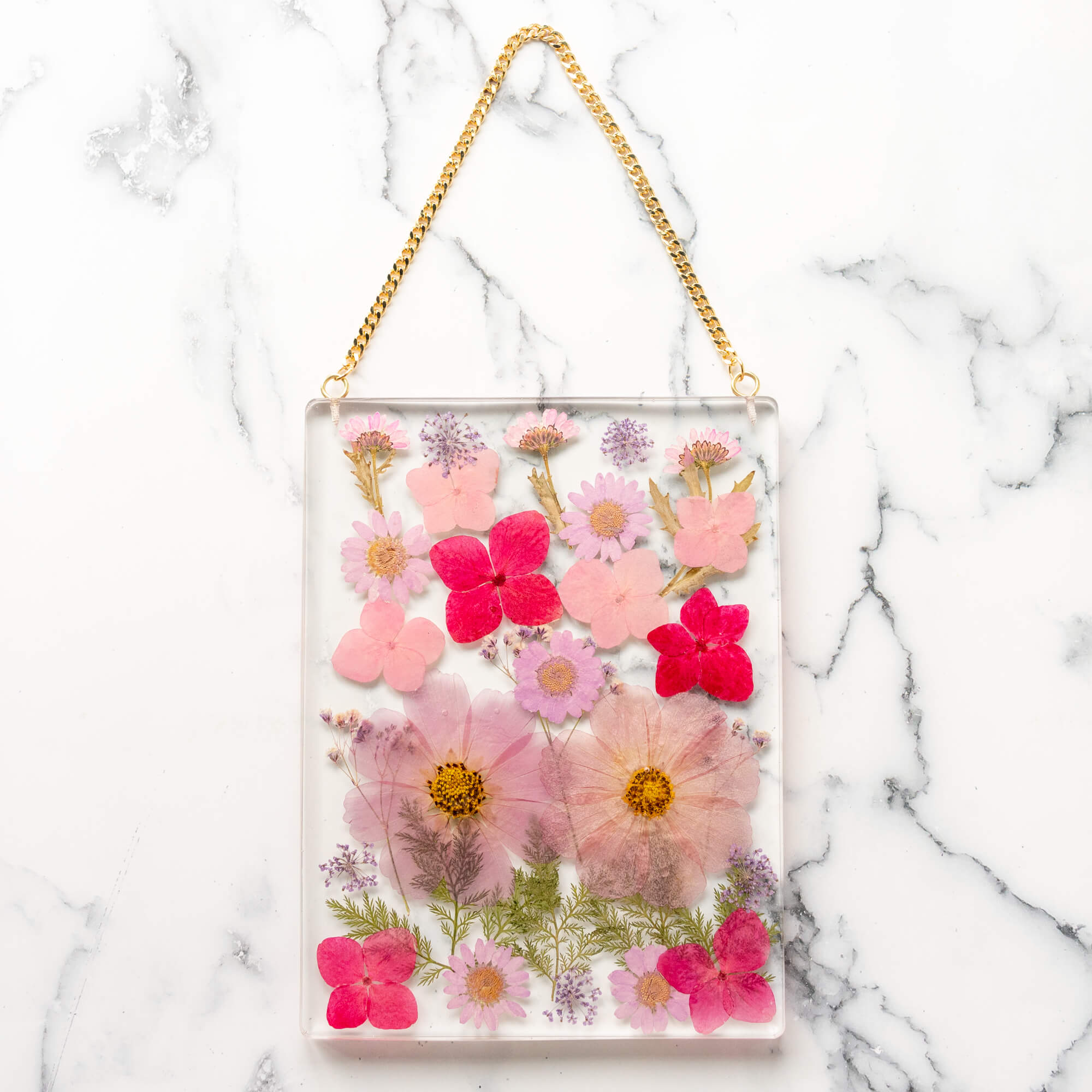 Pressed Flower Rectangle Wall Hanger - Preserved Flower Wall