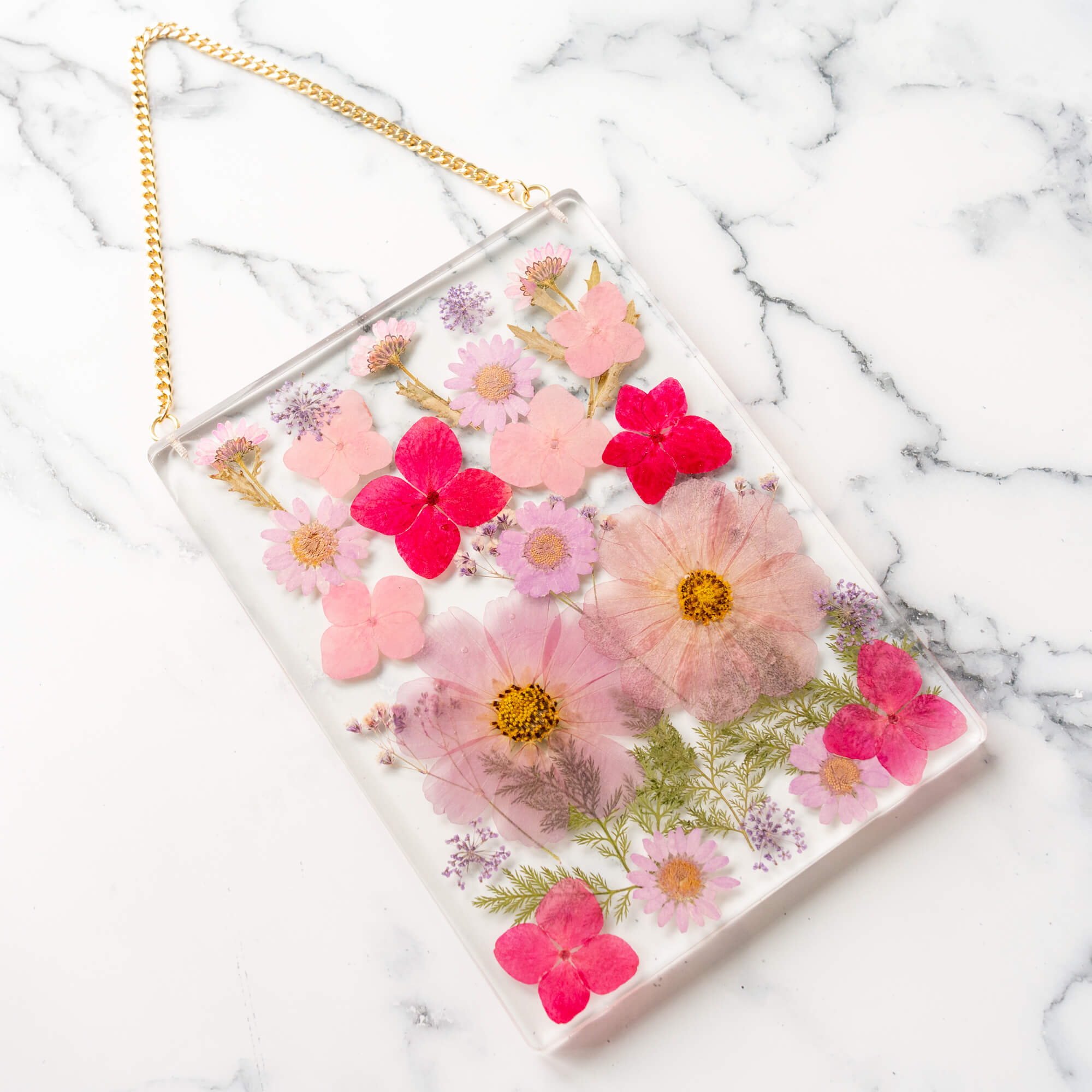 Pressed Flower Rectangle Wall Hanger - Preserved Flower Wall Hanging  Display