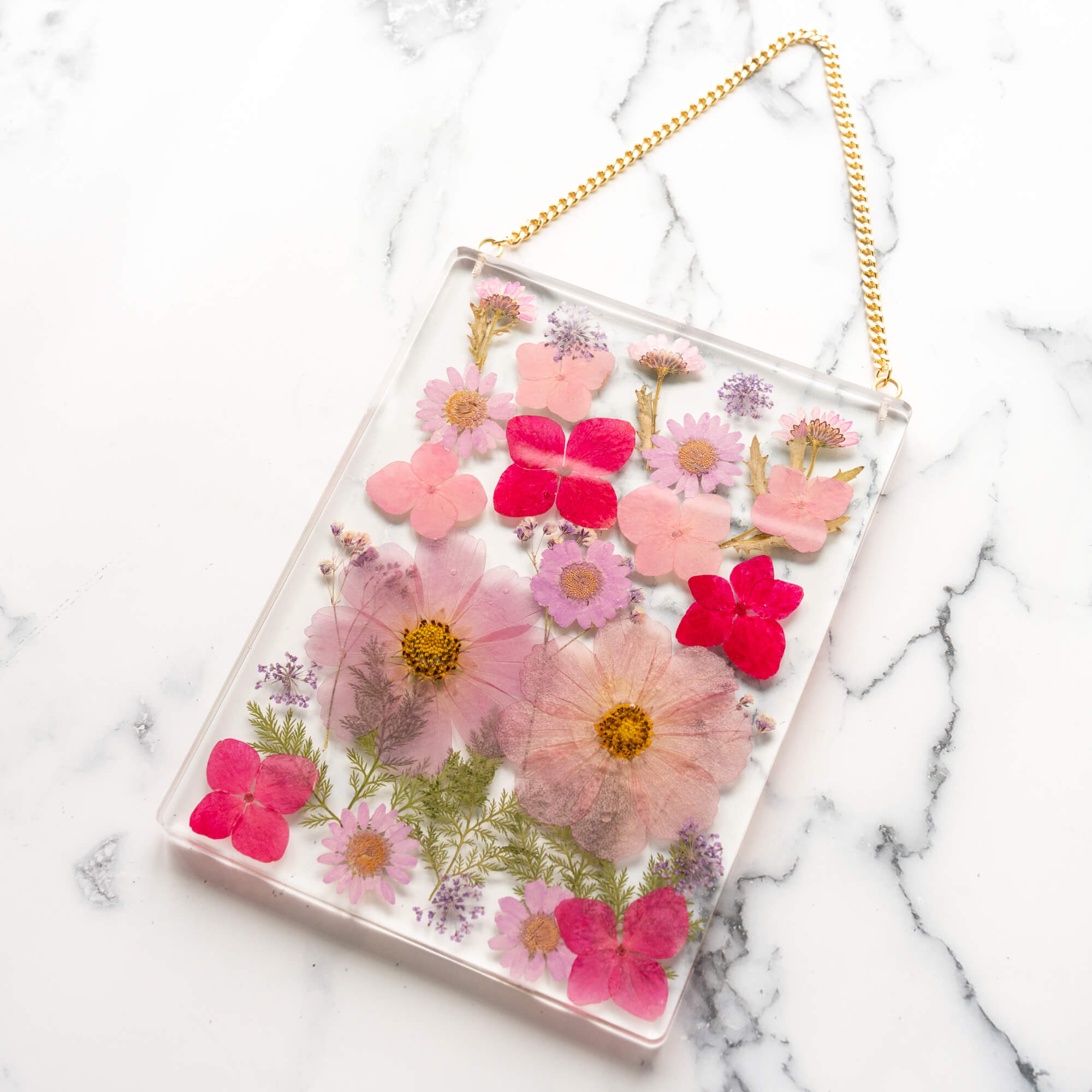 Pressed Flower Rectangle Wall Hanger - Preserved Flower Wall Hanging  Display